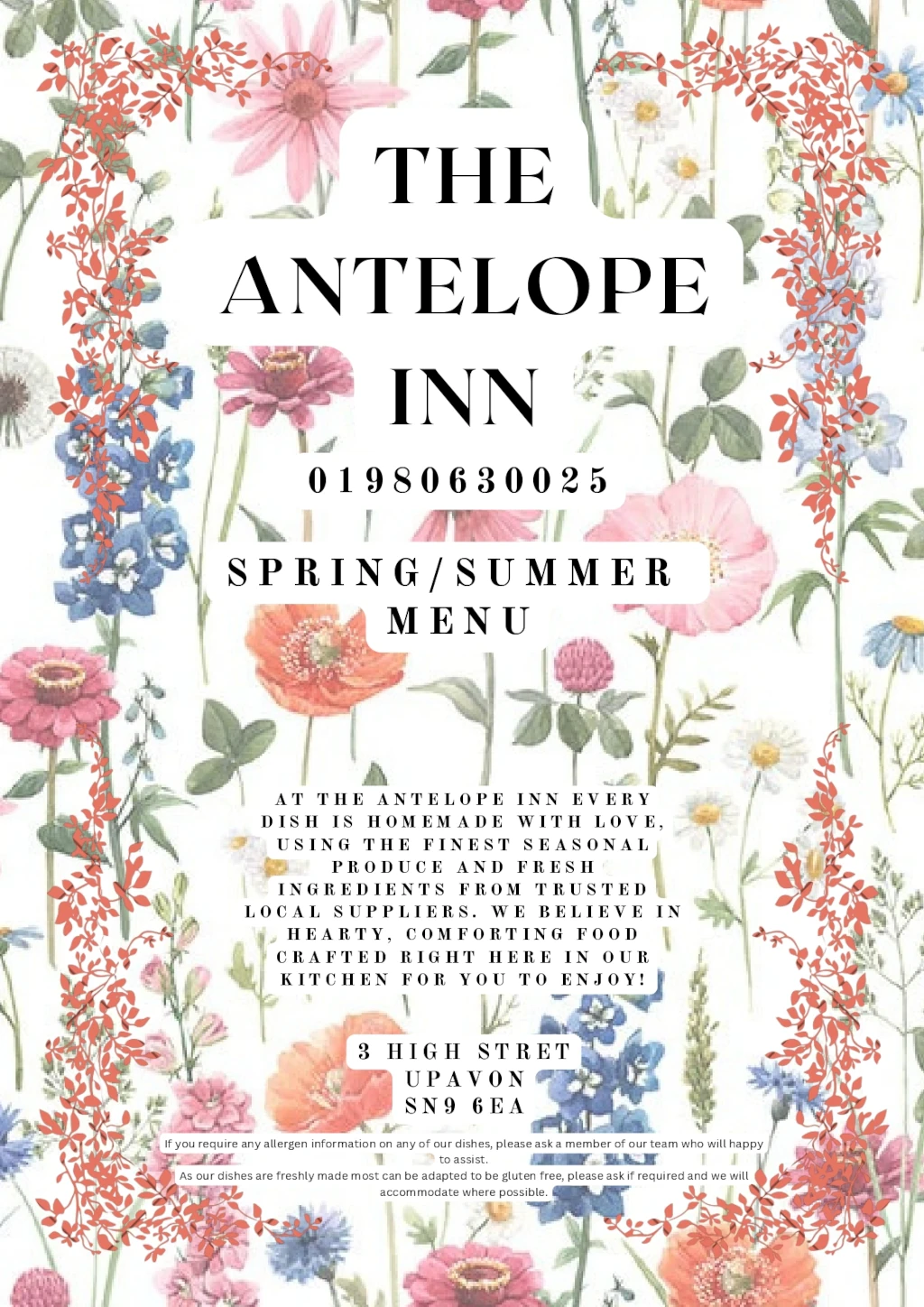 Antelope Inn Autumn/Winter Menu 2025/2026